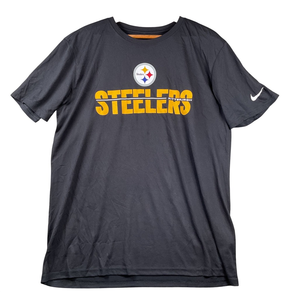 Nike Pittsburgh Steelers T-Shirt Mens Large Black Dri-FIT Graphic Tee